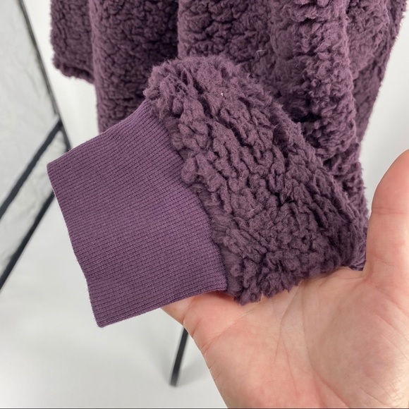 Z By Zella Sheila Fleece Hooded Pullover plum black. Sherpa.  Super soft. - Picture 7 of 14